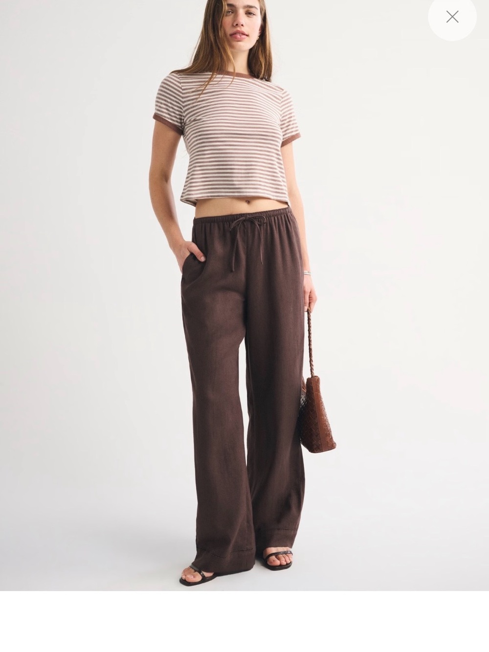 Abercrombie & Fitch Brown Wide-Leg Drawstring Pants